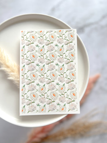1 Sheet, Approx 13x90cm, Floral Print Water Decal Image Transfer for Polymer Clay / Ceramics